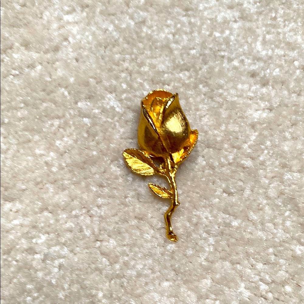 Gold Rose Brooch